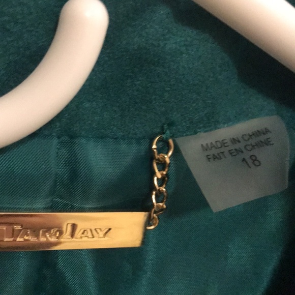 Emerald/forest green microsuede fabric blazer - Picture 6 of 8